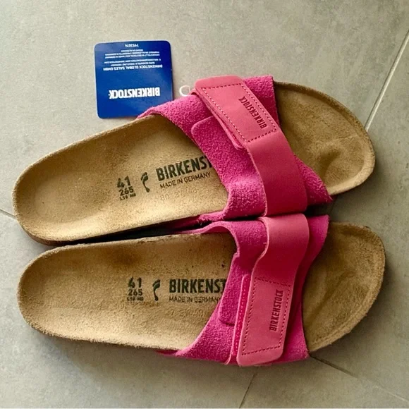 NEW • NWT • BIRKENSTOCK • OITA • SUEDE LEATHER Fuchsia Tulip Sandals • - Picture 3 of 6